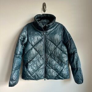 Save The Duck Jacket Womens Medium Teal Quilted‎ Puffer Plumtech Ultra Light Zip